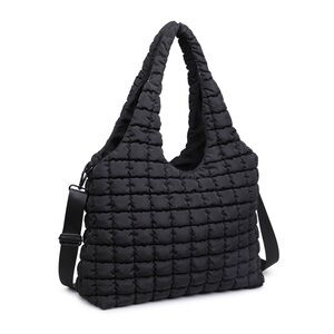 NWT Sol and Selene Black Quilted Puffer Nylon Hobo Bag with Cross Body Strap